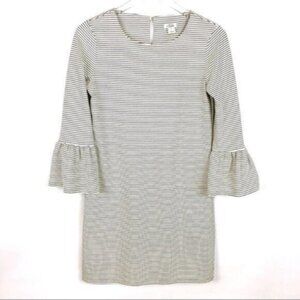 J. Crew | Women's White & Black Stripe Bell Sleeve Shift Dress Size XS